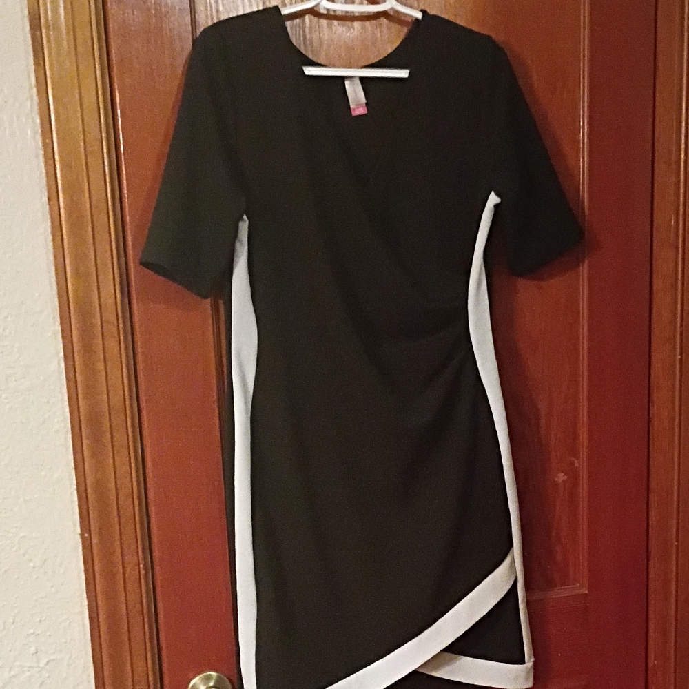 No Boundaries Black and White Asymmetrical Dress